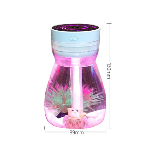 380ml Transparent Decorated Humidifier Portable Air Purifier with Colorful Light for Car Office Atomizer Mini Mist Fog Diffuser (No CE)