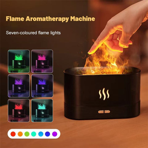 DQ701A 7-Color Aroma Diffuser Humidifier Desktop Simulation Flame Humidifier Fog Maker