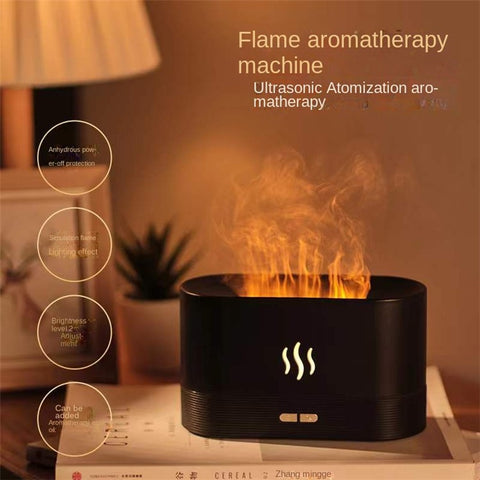 DQ701A 7-Color Aroma Diffuser Humidifier Desktop Simulation Flame Humidifier Fog Maker