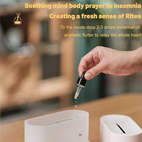 DQ701A 7-Color Aroma Diffuser Humidifier Desktop Simulation Flame Humidifier Fog Maker