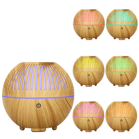 160ml Fine Mist Humidifier Wood Grain Hollow Essential Oil Diffuser with Colorful Light (No CE Certificate)