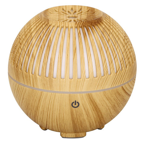 160ml Fine Mist Humidifier Wood Grain Hollow Essential Oil Diffuser with Colorful Light (No CE Certificate)
