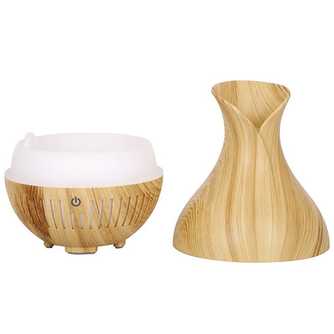 160ml Vase Shape Wood Grain Humidifier Auto Power Off Essential Oil Diffuser with Colorful Light (No CE Certificate)