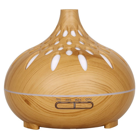 500ml Mute Humidifier Colorful Light Wood Grain Hollow Aroma Diffuser with Remote Control (No CE Certificate)
