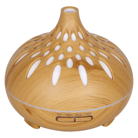 500ml Mute Humidifier Colorful Light Wood Grain Hollow Aroma Diffuser with Remote Control (No CE Certificate)