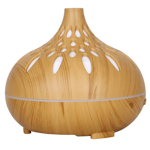 500ml Mute Humidifier Colorful Light Wood Grain Hollow Aroma Diffuser with Remote Control (No CE Certificate)