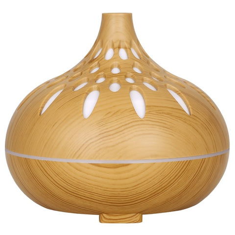 500ml Mute Humidifier Colorful Light Wood Grain Hollow Aroma Diffuser with Remote Control (No CE Certificate)