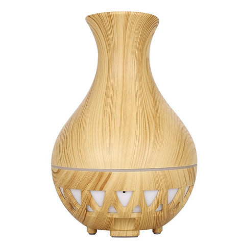 160ml Vase Shape Humidifier Colorful Light Wood Grain Hollow Essential Oil Diffuser (No CE Certificate)