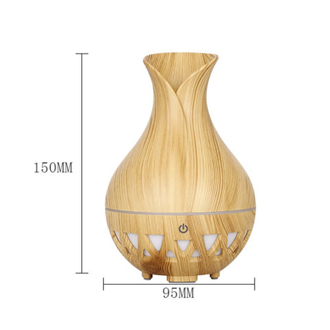 160ml Vase Shape Humidifier Colorful Light Wood Grain Hollow Essential Oil Diffuser (No CE Certificate)