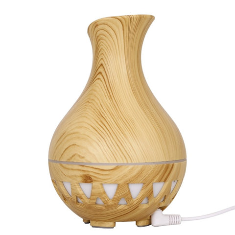 160ml Vase Shape Humidifier Colorful Light Wood Grain Hollow Essential Oil Diffuser (No CE Certificate)
