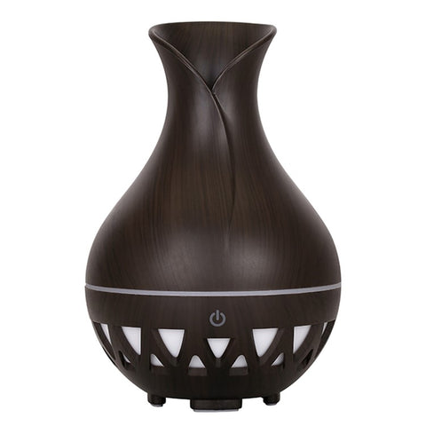 160ml Vase Shape Humidifier Colorful Light Wood Grain Hollow Essential Oil Diffuser (No CE Certificate)