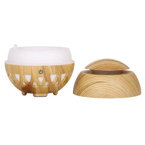 160ml Ultrasonic Humidifier Wood Grain Hollow Mist Humidifier with Colorful Light (No CE Certificate)