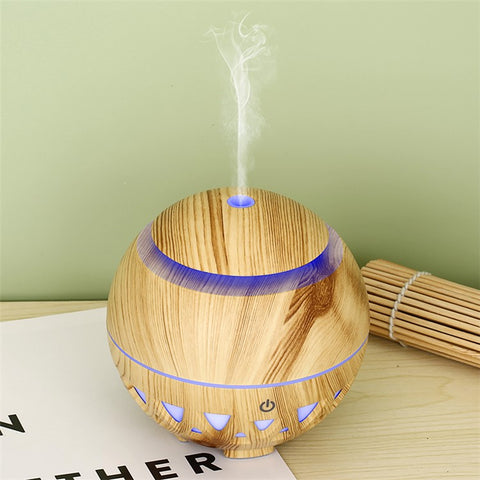 160ml Ultrasonic Humidifier Wood Grain Hollow Mist Humidifier with Colorful Light (No CE Certificate)