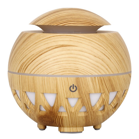 160ml Ultrasonic Humidifier Wood Grain Hollow Mist Humidifier with Colorful Light (No CE Certificate)