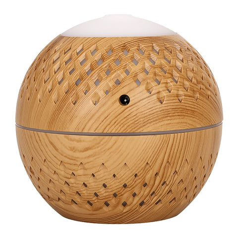 200ml Full Hollow Wood Grain Air Humidifier for Home, Office Silent Fog Sprayer with Colorful Light (No CE)