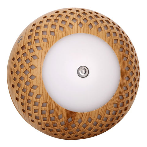 200ml Full Hollow Wood Grain Air Humidifier for Home, Office Silent Fog Sprayer with Colorful Light (No CE)