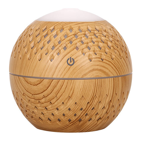 200ml Full Hollow Wood Grain Air Humidifier for Home, Office Silent Fog Sprayer with Colorful Light (No CE)