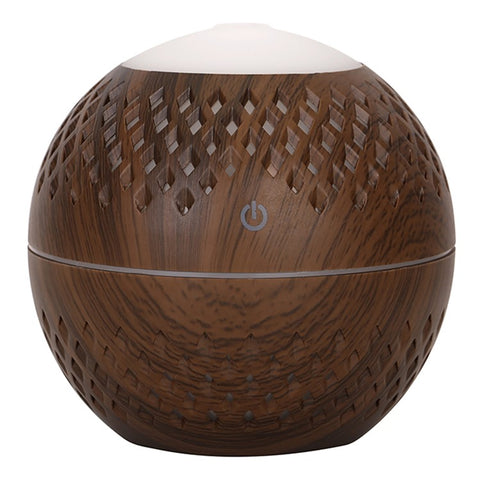 200ml Full Hollow Wood Grain Air Humidifier for Home, Office Silent Fog Sprayer with Colorful Light (No CE)