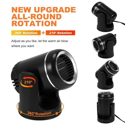 24V Car Heater Windshield Defrosting Defogging 360-Degree Rotating Vehicle Interior Heating Fan