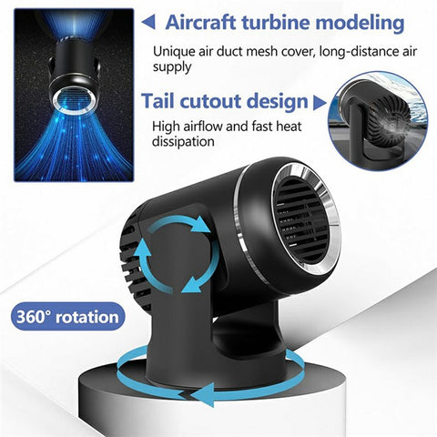 24V Car Heater Windshield Defrosting Defogging 360-Degree Rotating Vehicle Interior Heating Fan