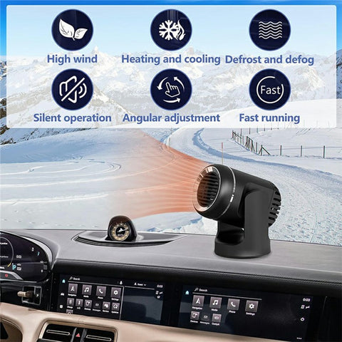 24V Car Heater Windshield Defrosting Defogging 360-Degree Rotating Vehicle Interior Heating Fan