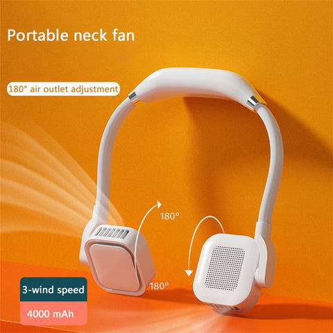 G2 Portable Neck Fan USB Rechargeable Summer Mini Cooling Fan Quiet 3 Wind Speed Personal Fan with 4000mAh Battery