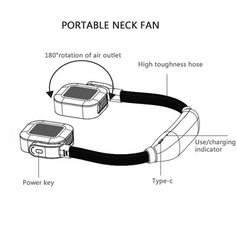 G2 Portable Neck Fan USB Rechargeable Summer Mini Cooling Fan Quiet 3 Wind Speed Personal Fan with 4000mAh Battery