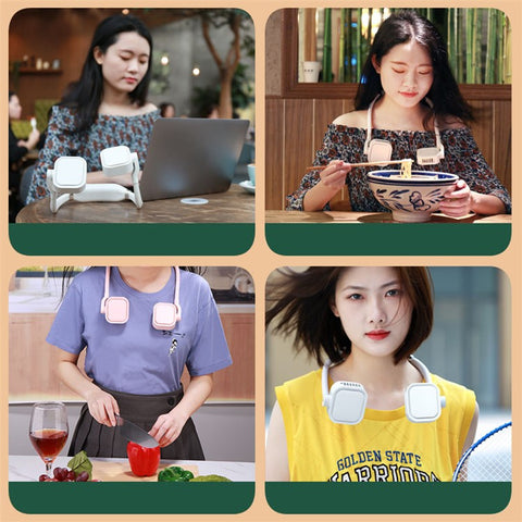 G2 Portable Neck Fan USB Rechargeable Summer Mini Cooling Fan Quiet 3 Wind Speed Personal Fan with 4000mAh Battery
