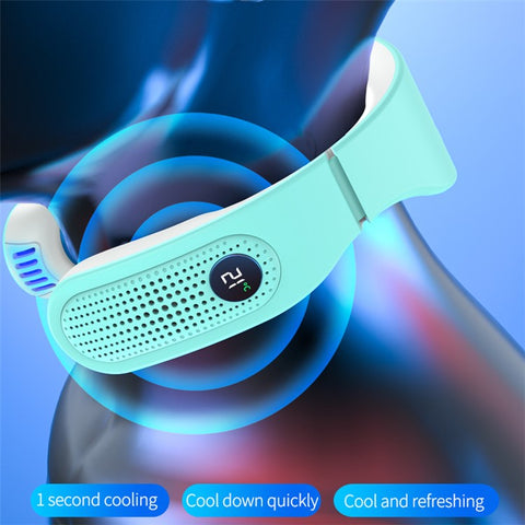K-001 Portable Neck-mounted Fan Air Conditioner Cooling Electric Fan USB Rechargeable Neck Warmer Fan Creating Cool Breeze and Warm Air
