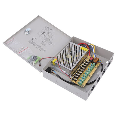 SOMPOM CCTV Power Supply 9CH Channel Port Box 12V 10A Distributed Power Supply Output