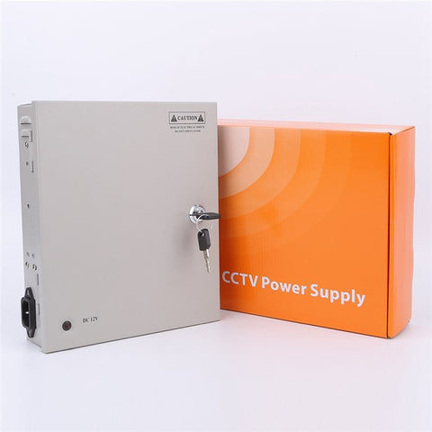 SOMPOM CCTV Power Supply 9CH Channel Port Box 12V 10A Distributed Power Supply Output