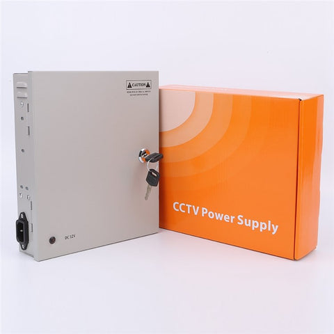 SOMPOM 9 Channel 12V 5A DC Metal Boxed Cabinet Power Supply Unit for Security Camera System DVRs IP Cameras CCTV Cameras