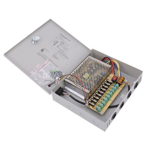 SOMPOM 9 Channel 12V 5A DC Metal Boxed Cabinet Power Supply Unit for Security Camera System DVRs IP Cameras CCTV Cameras