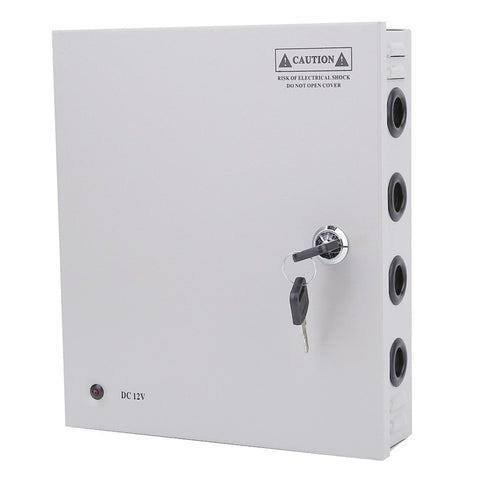 SOMPOM 9 Channel 12V 5A DC Metal Boxed Cabinet Power Supply Unit for Security Camera System DVRs IP Cameras CCTV Cameras