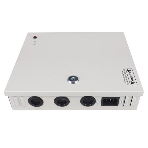 SOMPOM 9 Channel 12V 5A DC Metal Boxed Cabinet Power Supply Unit for Security Camera System DVRs IP Cameras CCTV Cameras