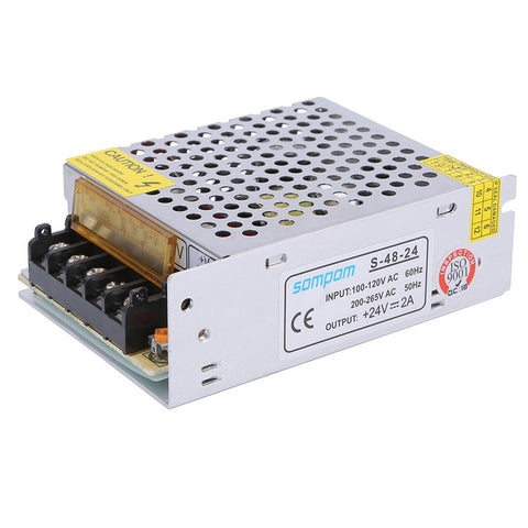 SOMPOM S-48-24 2A 48W 24V LED Strip Power Supply Driver DC Voltage Adapter Transformer