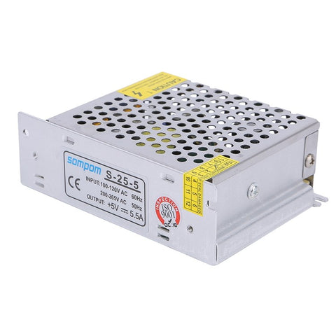 SOMPOM S-25-5 5V 5.5A 25W Power Supply LED Driver Universal Regulated Transformer DC Adapter