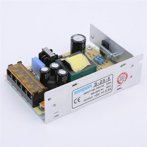 SOMPOM S-25-5 5V 5.5A 25W Power Supply LED Driver Universal Regulated Transformer DC Adapter