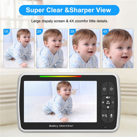 SM650 5 Inch Video Baby Monitor with Camera Temperature Sensor Two-Way Audio Night Vision 2.4GHz Wireless Baby Monitor