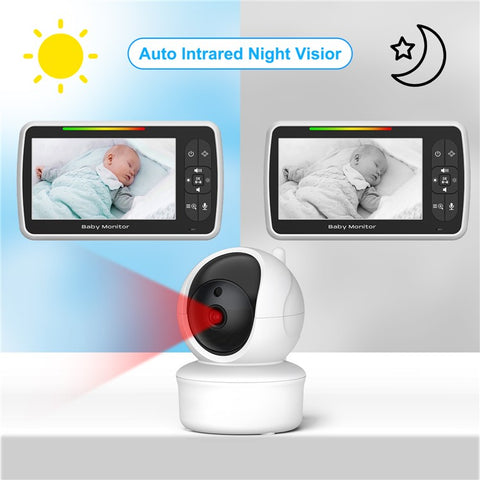 SM650 5 Inch Video Baby Monitor with Camera Temperature Sensor Two-Way Audio Night Vision 2.4GHz Wireless Baby Monitor