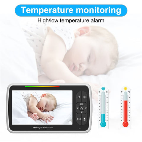 SM650 5 Inch Video Baby Monitor with Camera Temperature Sensor Two-Way Audio Night Vision 2.4GHz Wireless Baby Monitor