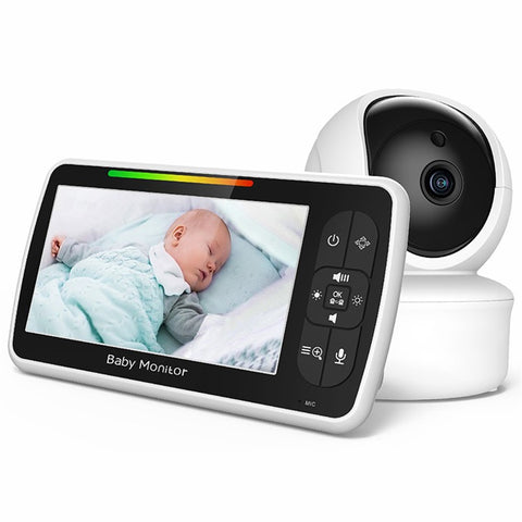 SM650 5 Inch Video Baby Monitor with Camera Temperature Sensor Two-Way Audio Night Vision 2.4GHz Wireless Baby Monitor