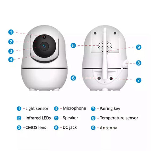 SM70PTZ 7-inch Wireless Digital Baby Monitor Night Vision Temperature Monitoring Two-Way Talk Security Camera