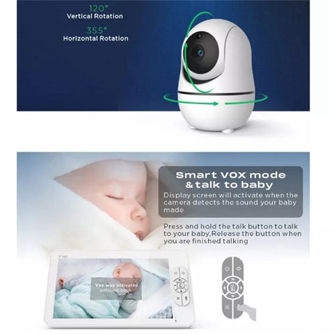 SM70PTZ 7-inch Wireless Digital Baby Monitor Night Vision Temperature Monitoring Two-Way Talk Security Camera