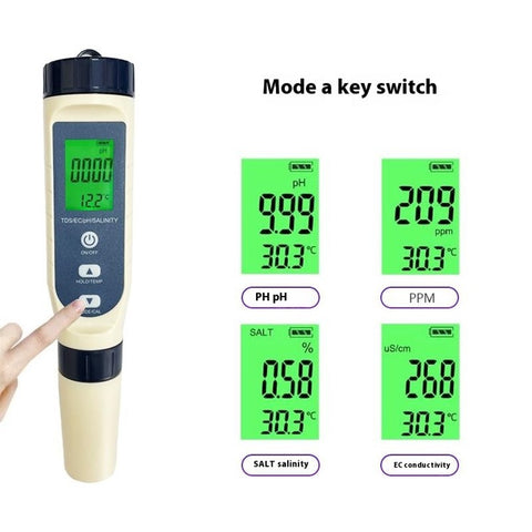 5-in-1 Multifunction Water Quality Test Pen EC / Ph / TDS / Temperature / Salinity Test Tool