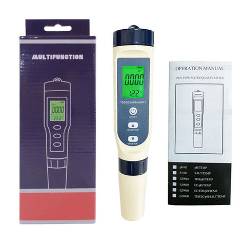 5-in-1 Multifunction Water Quality Test Pen EC / Ph / TDS / Temperature / Salinity Test Tool