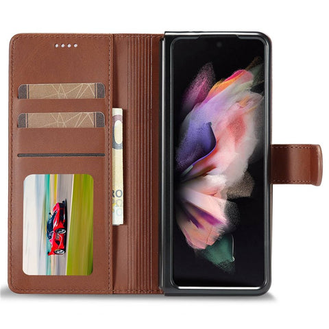 LC.IMEEKE for Samsung Galaxy Z Fold4 5G Shockproof Phone Cover Magnetic Clasp Stand Wallet PU Leather Folding Phone Case