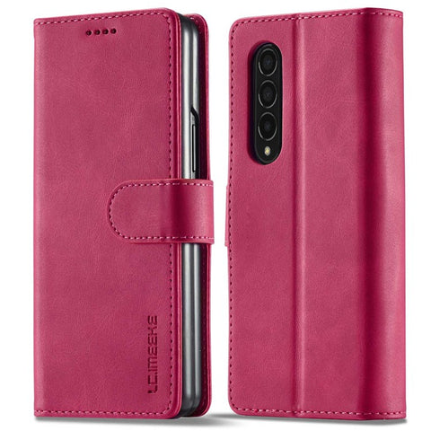 LC.IMEEKE for Samsung Galaxy Z Fold4 5G Shockproof Phone Cover Magnetic Clasp Stand Wallet PU Leather Folding Phone Case