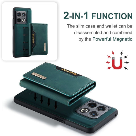 DG.MING M2 Series for OnePlus 10 Pro 5G Detachable 2-in-1 Wallet Kickstand Case Magnetic Absorption Phone Cover