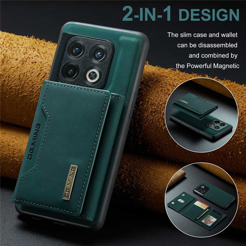 DG.MING M2 Series for OnePlus 10 Pro 5G Detachable 2-in-1 Wallet Kickstand Case Magnetic Absorption Phone Cover